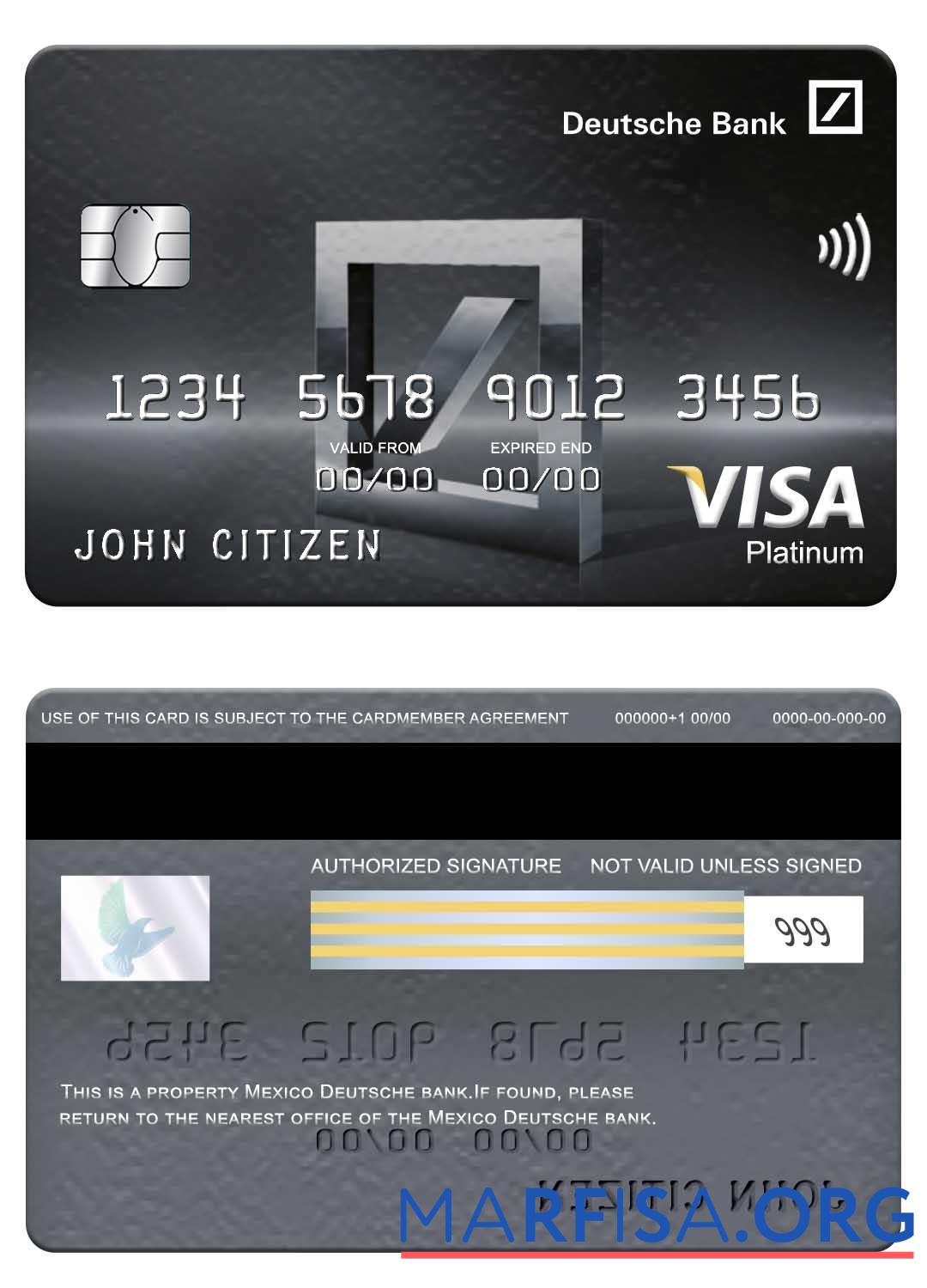Printable Mexico Deutsche bank visa platinum card example